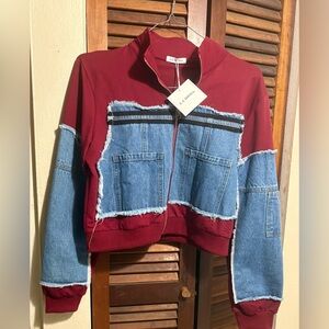 Burgundy and Denim Set